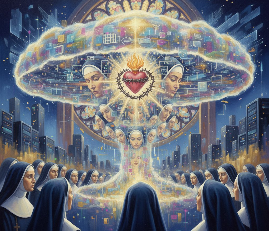 PhilKomarny's tweet photo. I explained #AI to five Sisters of the Sacred Heart this week. Not with jargon. Not with slides full of transformer architectures. I translated it into the language they've spent sixty years mastering — mystery, contemplation, communion, co-creation with the divine.

https://t.co/rpE1SkcsN5

#edtech #cio