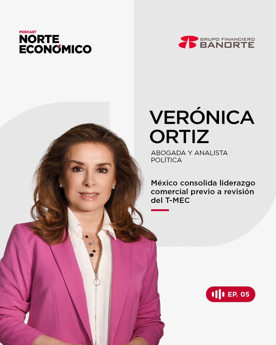 🎙️ #NorteEconómico

En un entorno de tensiones geopolíticas y rumbo a las elecciones en EE. UU., la revisión del T-MEC cobra relevancia.

<a href="/veronicaortizo/">Veronica Ortiz O.</a> analiza los escenarios y sus implicaciones para México.

Con <a href="/alexpadillasan/">Alejandro Padilla</a> y <a href="/LuceroAlvarezO/">Lucero Álvarez</a>

🎧open.spotify.com/show/5wXtS6r7R…