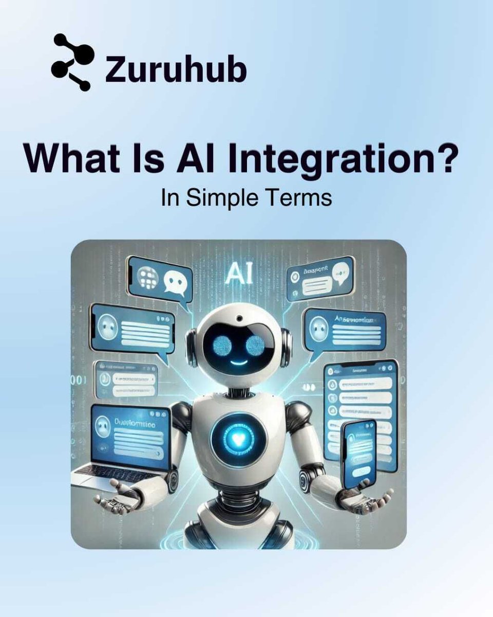 zuruhubweb's tweet photo. AI integration isn’t complex — it’s smart.
It automates tasks, analyzes data faster, and boosts efficiency.
AI doesn’t replace people; it empowers them.
It’s not coming — it’s already here.
#Zuruhub #AIIntegration #SmartBusiness #TechInnovation https://t.co/zxMzR2sV3Z