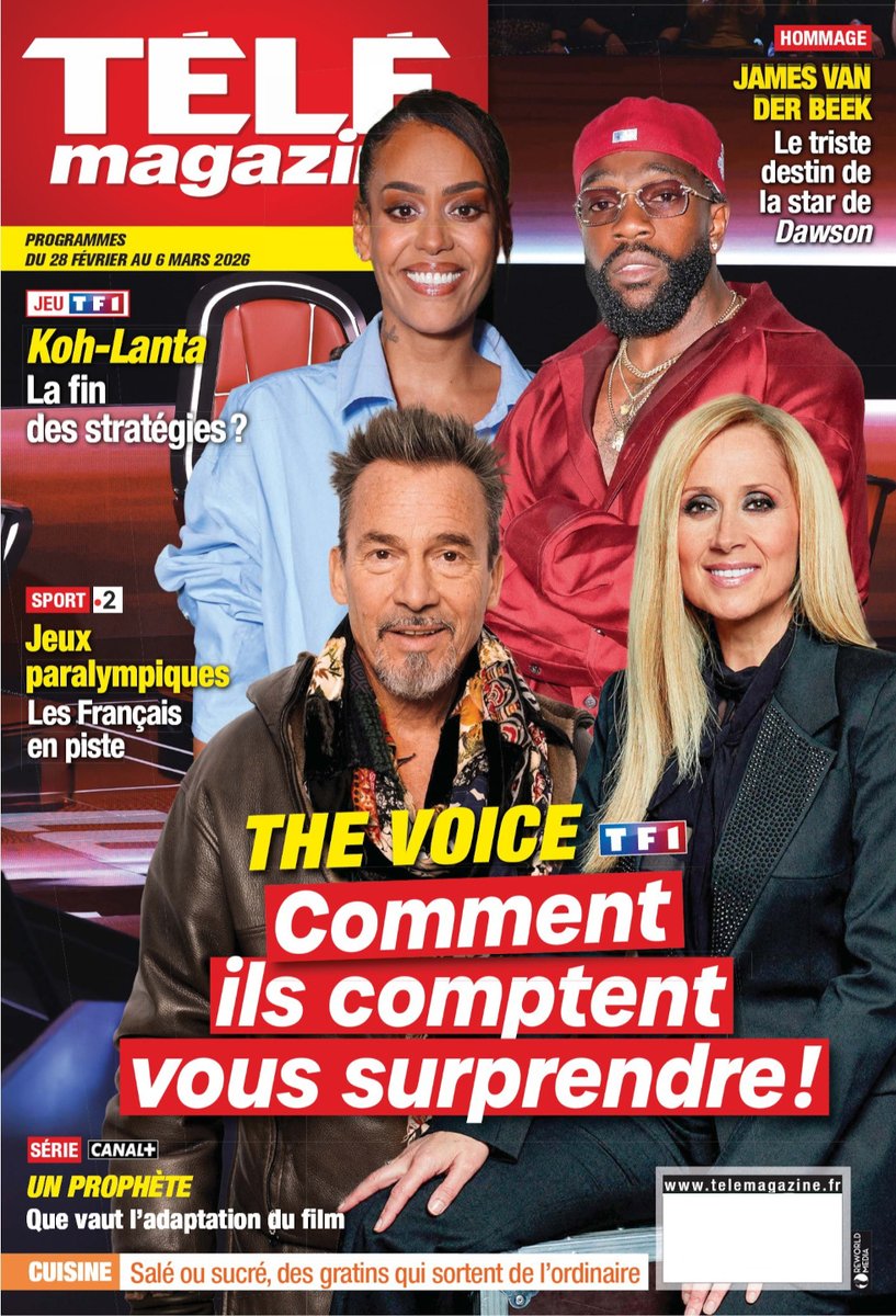 [ PARUTION PRESSE 🗞️]
Nous retrouvons cette semaine notre <a href="/amel_bent/">AMEL BENT</a> , en compagnie de ses camarades <a href="/florentpagny/">Florent Pagny</a>, Fabian et <a href="/TaycOfficiel/">T A Y C</a> , en couverture du TÉLÉ MAGAZINE ( 28 Février > 6 Mars 2026 ), à l'occasion de la 15ème saison de #TheVoice !
facebook.com/BENTWORLD2106/…