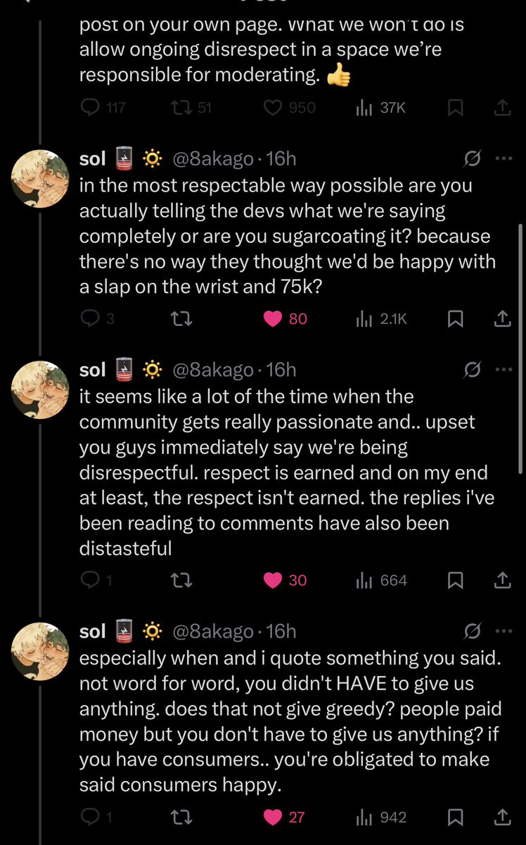 KandiPumpkin's tweet photo. notice how the valks didn’t actually answer the question again, this account is so jarring i can’t.

an official account for a multi million dollar game shouldn’t be taking everything this personal, most of the blocks have been over the most mellow statements. that is censorship https://t.co/V2mjGIcFP9