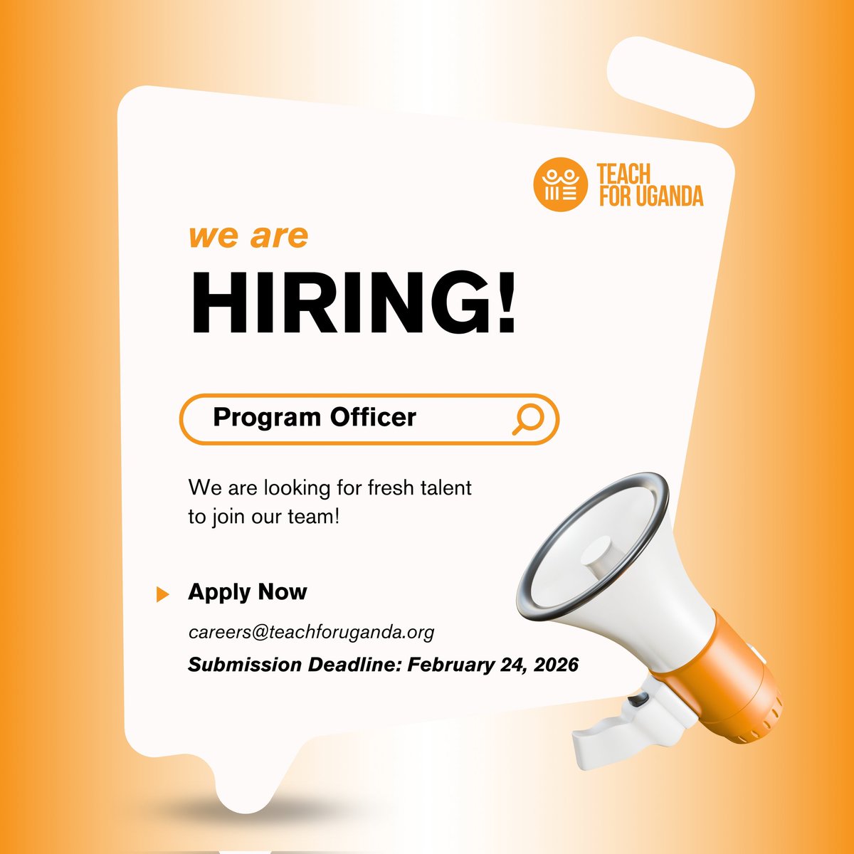 EvancoHR's tweet image. Program Officer @TEACH4UG 

📄 JD: drive.google.com/file/d/1tdB07V…
📩 Apply: careers@teachforuganda.org