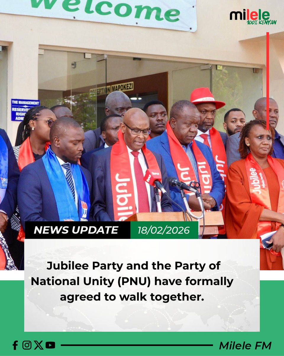 Milele_FM's tweet image. Jubilee Party  and the Party of National Unity (PNU) have formally agreed to walk together.
#MileleFM #mileleafternoon #jubilee