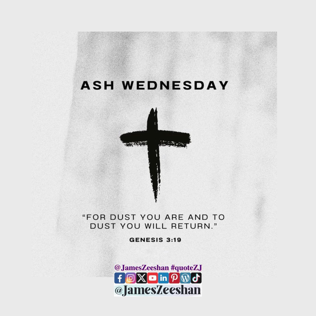 JamesZeeshan's tweet photo. Ash Wednesday 

Blessings to all those around the world observing the lent season to fast.

#lents #lent #instaZJ #pinterestZJ #tweetZJ #linkedinZJ #youtubeZJ #tiktokZJ #wordpressZJ #quoteZJ 

https://t.co/GbqVWkKKwx https://t.co/qaiefS6wNk