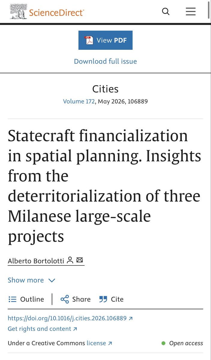 bortolotti_a's tweet photo. I am grateful to share with you my recent paper 'Statecraft financialization in spatial planning. Insights from the deterritorialization of three Milanese large-scale projects', published today on the prestigious journal Cities

https://t.co/N5Xe9K5Sjv https://t.co/xikHIFB8d3