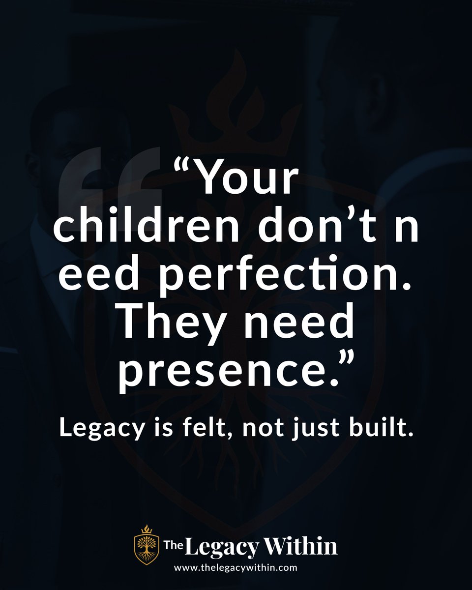 the_legacywithn's tweet image. Your children don’t need perfection. 
 They need presence.
Show up. Listen. Be emotionally available. 
 Legacy is felt, not just achieved.

How are you present today?
#HealingTheHiddenRooms #MenAndHealing #LegacyWork #EmotionalLeadership