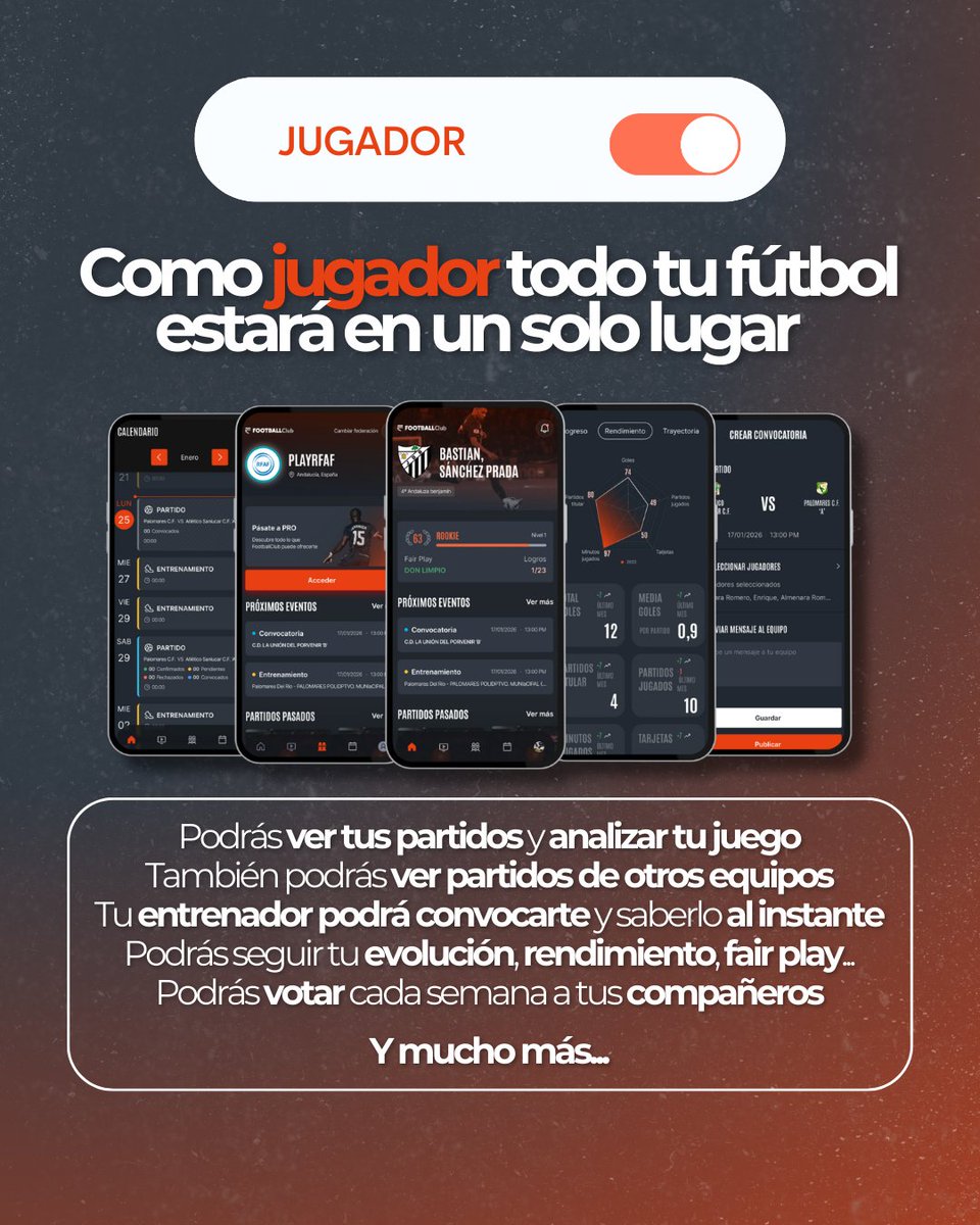 FootballClub's tweet photo. ¿Te acuerdas de cuando el fútbol base era un acta de papel borrosa y lo que te contaba tu primo que pasó en el partido? 

𝗘𝘀𝗼 𝘆𝗮 𝗲𝘀 𝗽𝗿𝗲𝗵𝗶𝘀𝘁𝗼𝗿𝗶𝗮 🦖

Desliza para ver cómo hemos digitalizado el vestuario con PlayRFAF:

Entra en https://t.co/1gZzmcoHef y empieza a jugar en serio 🔗