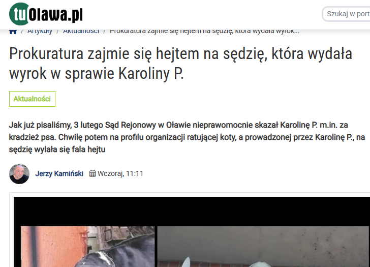 Pani Karolina Piech jest moim idolem wśród pseudo-aktywistów. 

"Odebrała" ludziom psa i została skazana (nieprawomocnie) za znęcanie nad nim. I kradzież.

Chciała zdyskredytować prokuraturę- odpowie za składanie fałszywych dowodów. 

A tłumacząc się z tego znieważyła sąd.