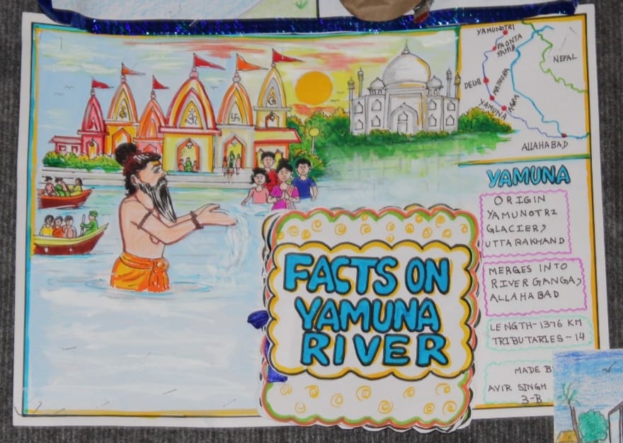 mieglobal25's tweet photo. “Facts on Yamuna, stories of life.”  
This creative poster by a young student of Modern School, Vasant Vihar beautifully blends knowledge and art. #yari https://t.co/EWAWn3I384