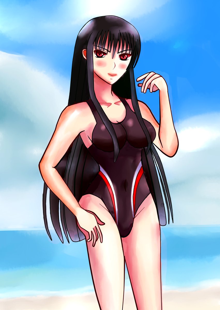 黒水着の余裕」 私のオリキャラ「木檜彗月」の水着姿を描きました！ 12