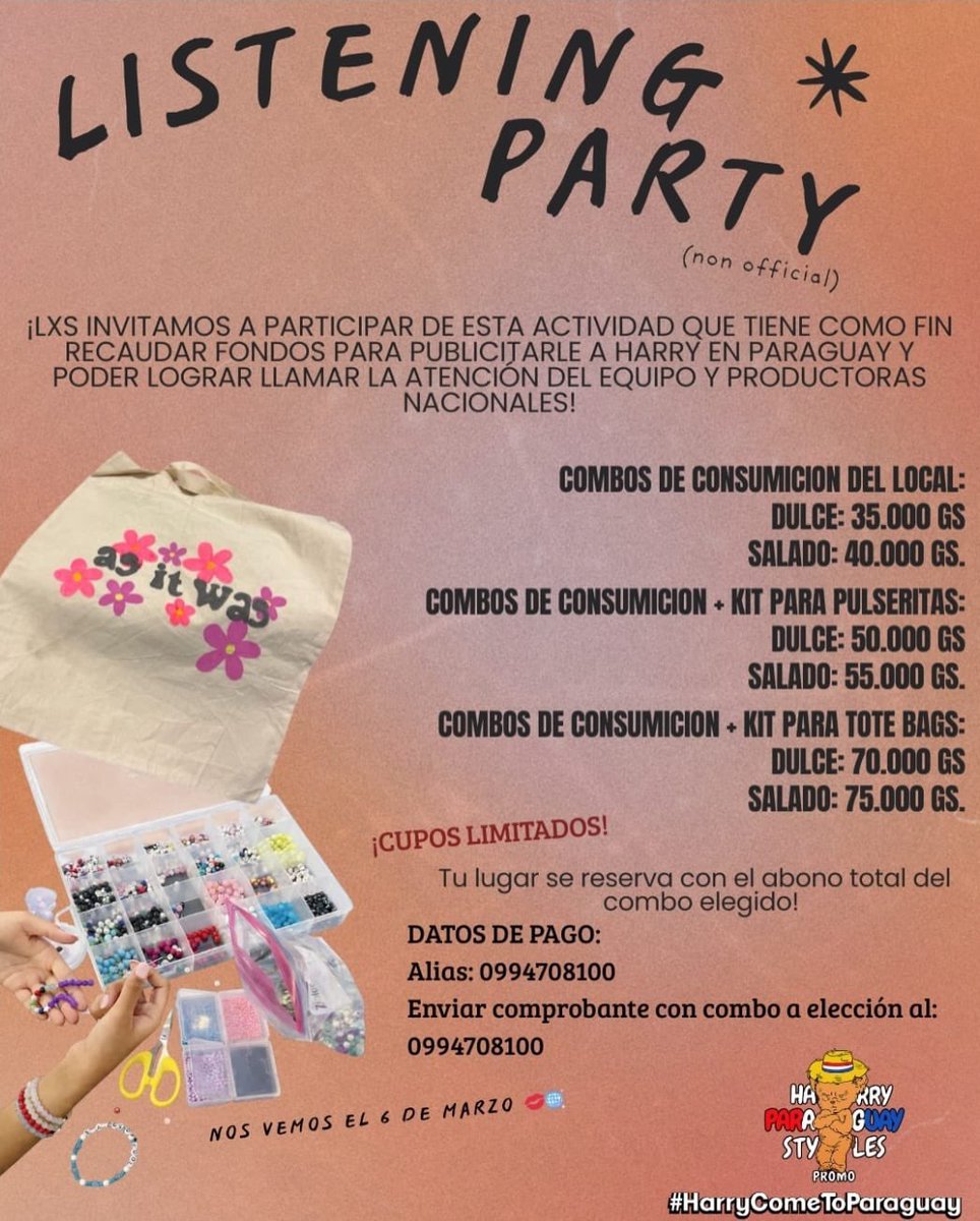 Paraguay se escucha mejor cuando estamos juntos 💐🎶
Te invitamos a nuestra Listening Party en La Cafebrería, un encuentro hecho por fans y para fans para compartir música, crear y seguir soñando con traer a Harry.
-
-
-
-
-
#HarryComeToParaguay