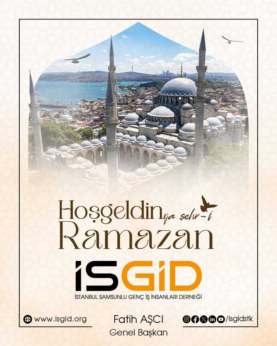 Mübarek Ramazan ayının ülkemize ve tüm İslam alemine hayırlar getirmesini temenni eder; huzur ve bereket dolu bir ay dileriz. Hayırlı Ramazanlar!

<a href="/fthasci/">Fatih Aşcı</a> 
İSGİD Genel Başkanı

#HayırlıRamazanlar #11AyınSultanı #HoşgeldinRamazan