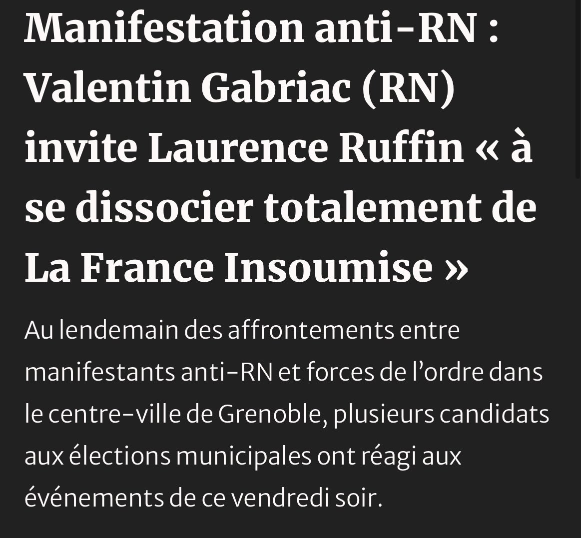 J’attends toujours la condamnation de Laurence Ruffin suite aux incidents de la « manifestation » à laquelle participait officiellement LFI contre mon meeting démocratique.