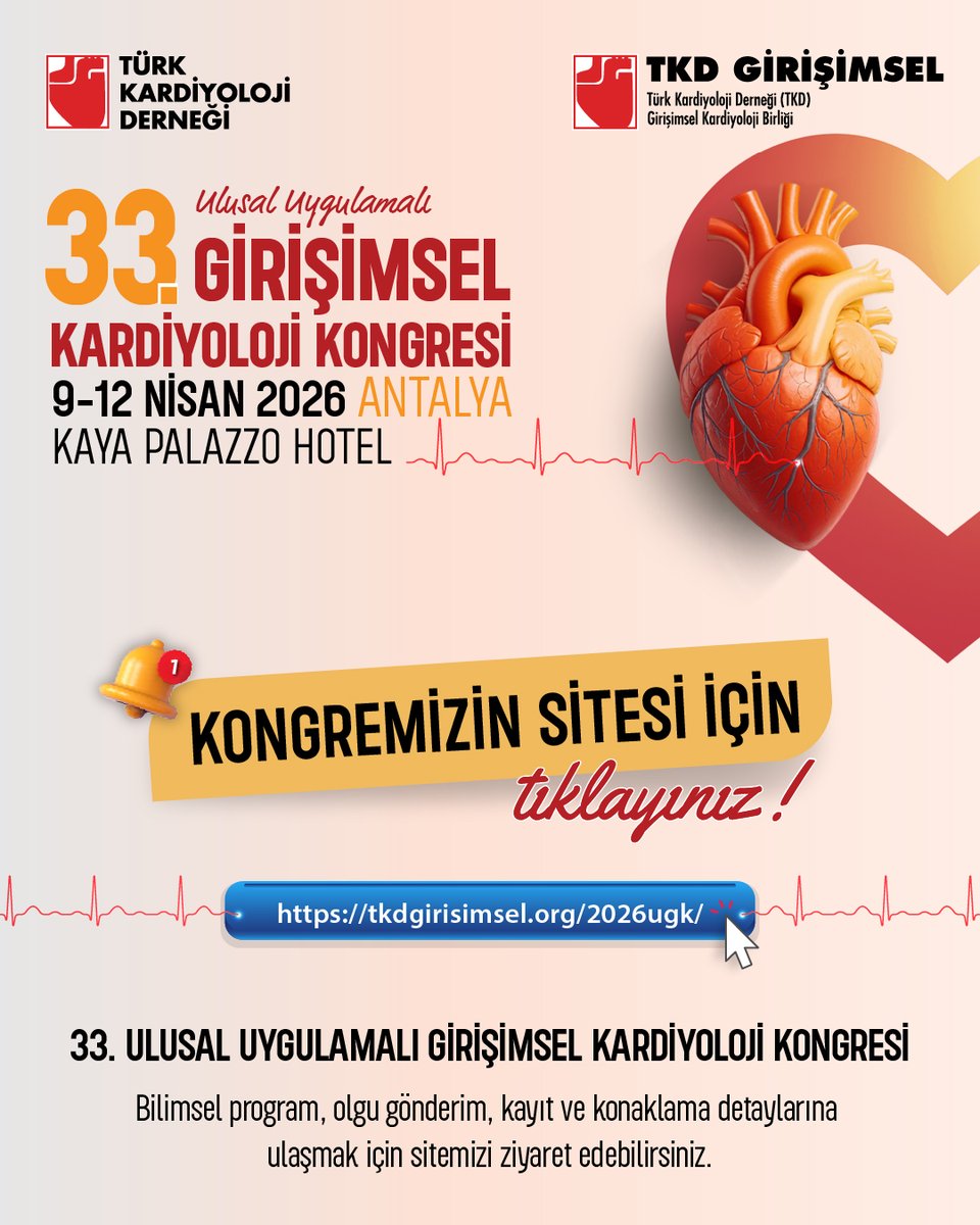 TKDResmi's tweet photo. Kardiyolojide uygulamanın kalbi burada atıyor!

Güncel bilgilere ulaşmak ve yerinizi ayırtmak için hemen ziyaret edin: https://t.co/PWlWL3ppZu

Girişimsel kardiyolojide en güncel yaklaşımlar, güçlü akademik kadro ve interaktif oturumlarla dolu bir kongrede buluşmak üzere. https://t.co/gdWSso35SU