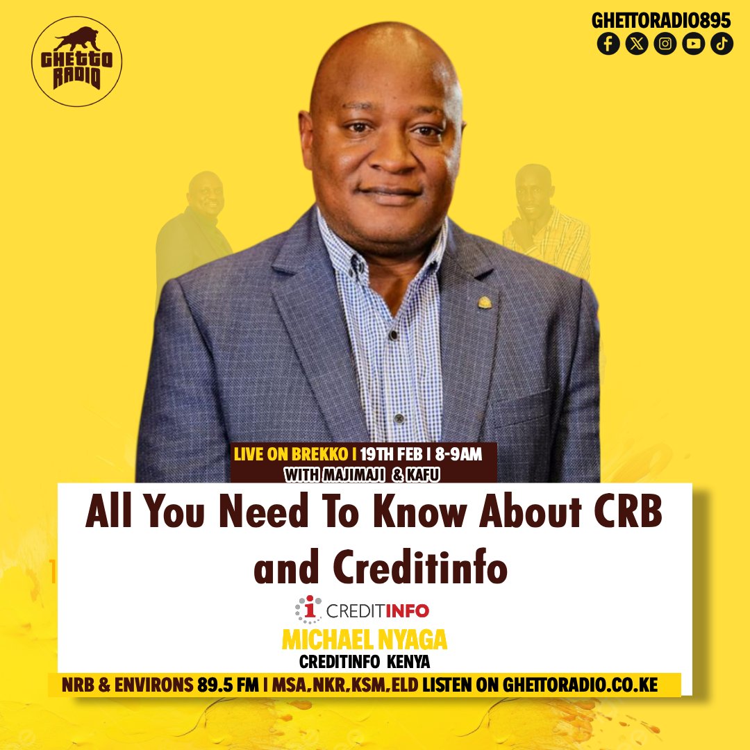 Umekaushwa loan na huelewi mbona , ama umeskia rada ni ati uko kwa 'CRB'?!

Tommorow join us live on #Brekko with <a href="/MajimajiKenya/">MAJIMAJI</a>  &amp; <a href="/King_Kafu/">King Kafu</a>  as <a href="/CreditinfoKenya/">Creditinfo CRB Kenya</a>  breaks down all that you need to know about CRB and Credit Info.
🕛Thursday, 19Feb 8-9AM 
_89.5FM Ndio Frequency_