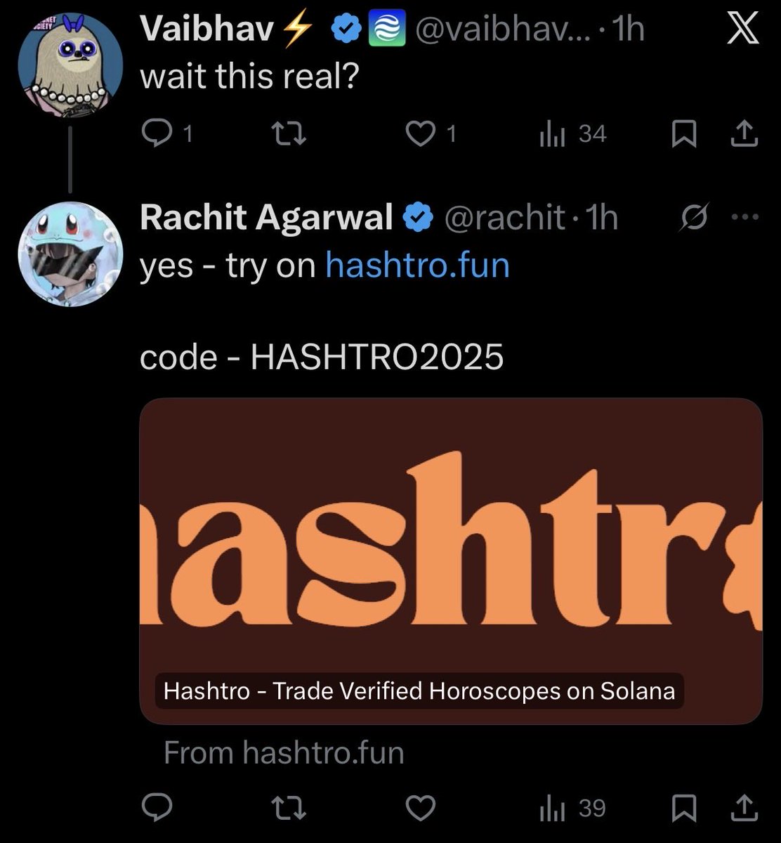 tryhashtro's tweet image. 🚨 BREAKING - founder of Socket Protocol, @vaibhavchellani, asking if trading your horoscope onchain is real

@tryhashtro today