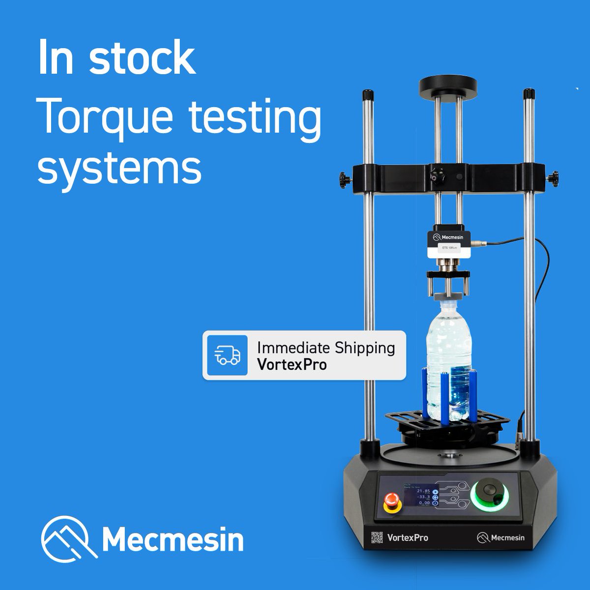 Mecmesin's tweet photo. Torque testing delays can stop a production line.

The VortexPro is a dedicated torque testing system for measuring applied torque on caps, closures and assembled products, supporting consistent assembly verification. 
Buy a torque tester now. https://t.co/xKuK2mwShu

#PETbottles https://t.co/dP9QOYkRBg