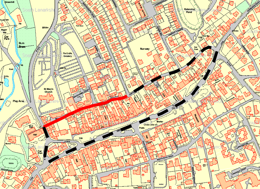 SouthLanCouncil's tweet photo. Emergency road closure: North Back Road, Biggar is closed between Kirkstyle and Northcrofts Road until 6pm Sunday 22 February, for Scottish Water repairs on a burst water main.  Diversion via Kirkstyle, High Street, North Back Road and vice versa. https://t.co/SM3sOZ4Qsq