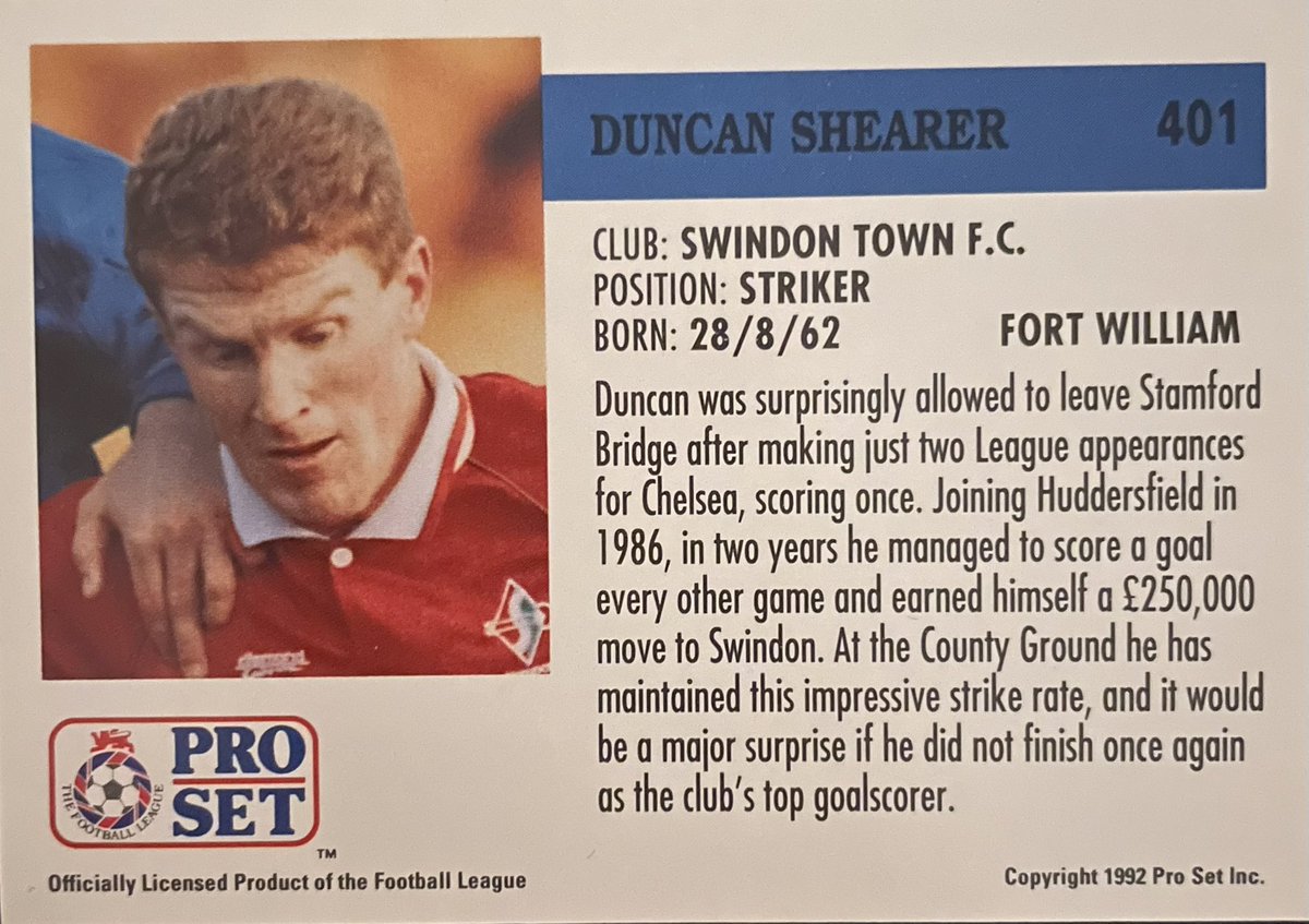 daily_set's tweet photo. Duncan Shearer of @Official_STFC 1991/92. @SUFCRootsHall defenders taking to desperate measures as Duncan smashes his way to a career high 32 goal season in just 46 games. The highlight being all 4 goal in Octobers win at @Argyle. #ProSet https://t.co/qbYWxmwuH6
