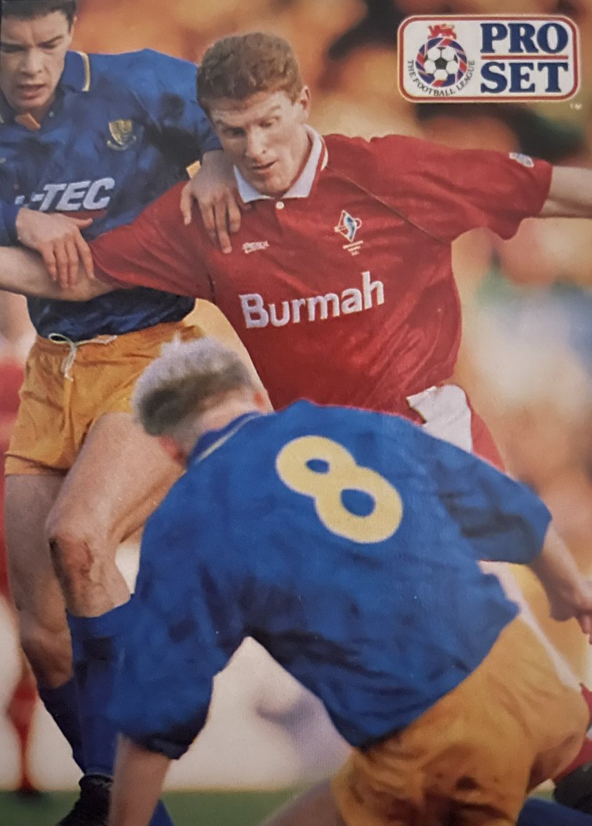 daily_set's tweet photo. Duncan Shearer of @Official_STFC 1991/92. @SUFCRootsHall defenders taking to desperate measures as Duncan smashes his way to a career high 32 goal season in just 46 games. The highlight being all 4 goal in Octobers win at @Argyle. #ProSet https://t.co/qbYWxmwuH6