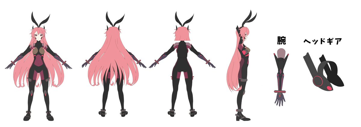 ようやく推しの3面図（自己補完有り）描けた