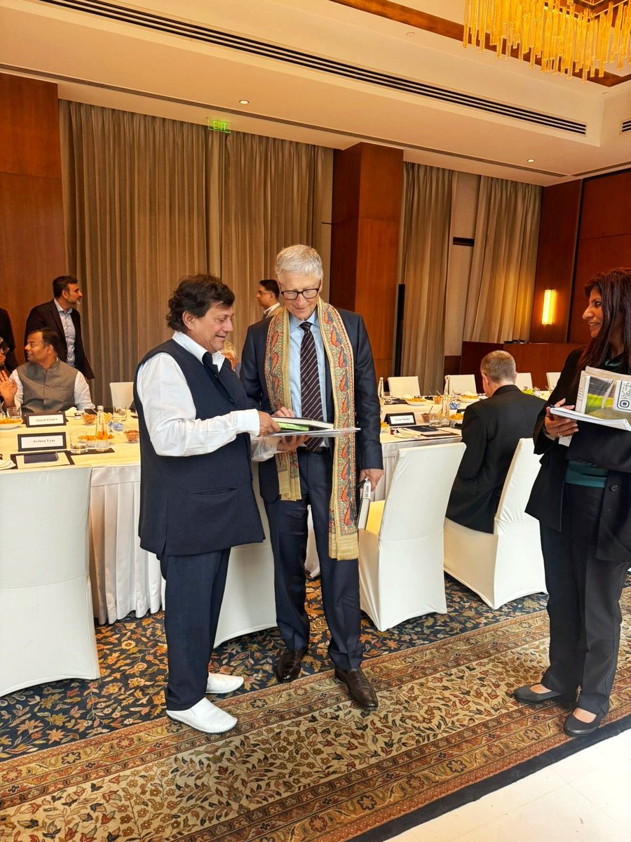 achyuta_samanta's tweet photo. It was good to meet Mr @BillGates again today in New Delhi, on the sidelines of the India AI Impact Summit. We spoke at length about how the Gates Foundation and Kalinga Institute of Social Sciences (KISS) can work together, especially for gender equality, and how education can remain the strongest bridge for lasting change.

I also remembered his earlier visit to Bhubaneswar and the encouragement he extended to our children. This time too, he appreciated the work being done for tribal students over the past three decades. He was kind enough to present me a copy of his book Source Code with a warm note. I shared my books with him as a small gesture of respect.

I feel grateful for his continued goodwill towards our children and the work we are doing, and I hope that together we can do more for those who need support the most.