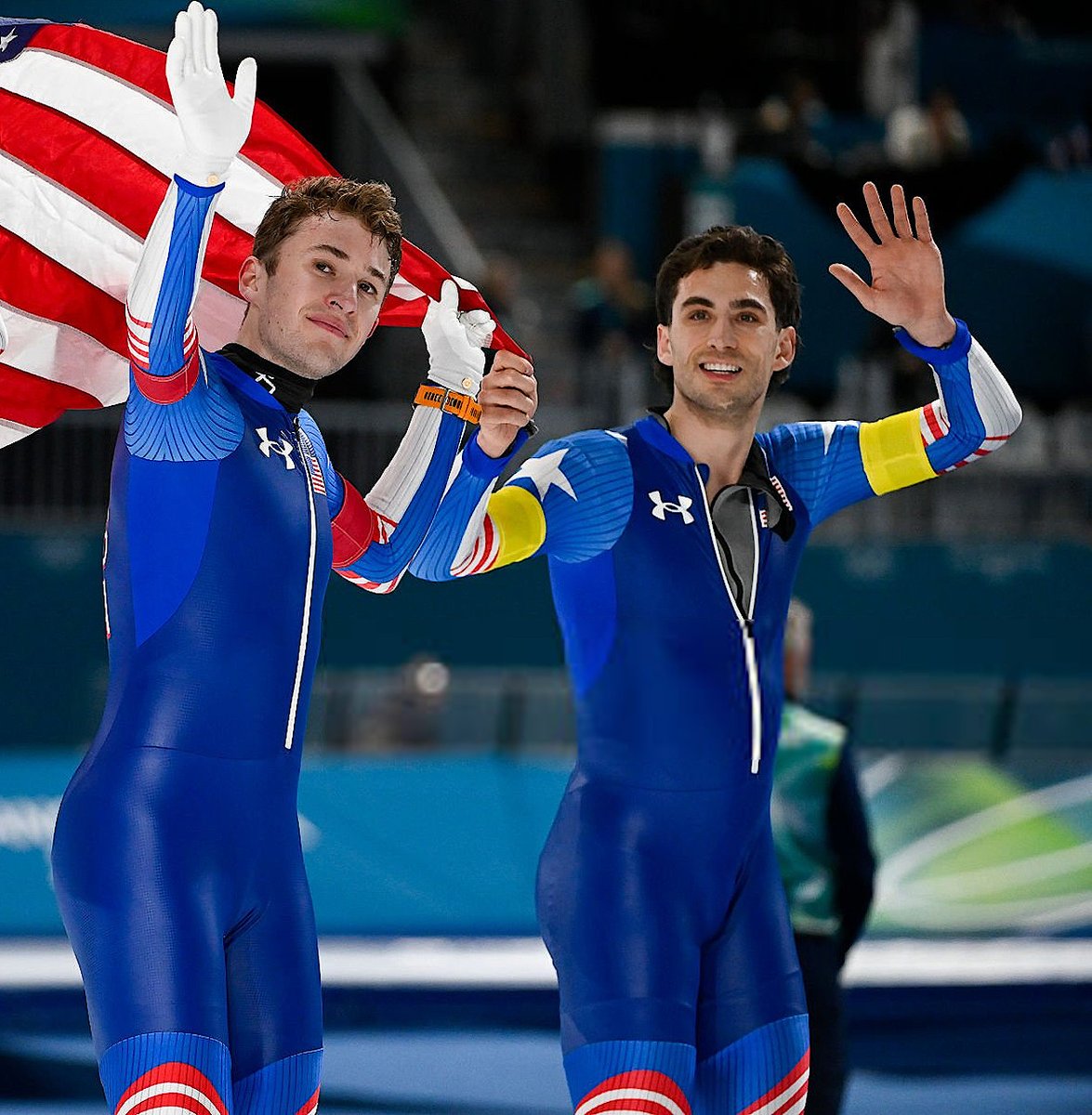firstilast's tweet photo. Casey Dawson 🇺🇸 &amp; Emery Lehman 🇺🇸
#speedskating #skinsuit #speedsuit https://t.co/V7xl4U0lt7
