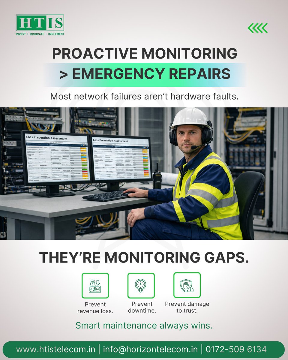 Htis_Telecom's tweet photo. #Network failures rarely start with hardware.
They start with missed warning signs.
Proactive monitoring prevents revenue loss, downtime, and emergency repair costs.
Are you monitoring or reacting?
https://t.co/zSB7BMF2Ym
...
#TelecomTips #EnterpriseIT #HTISTelecom https://t.co/JIatNOqLAD