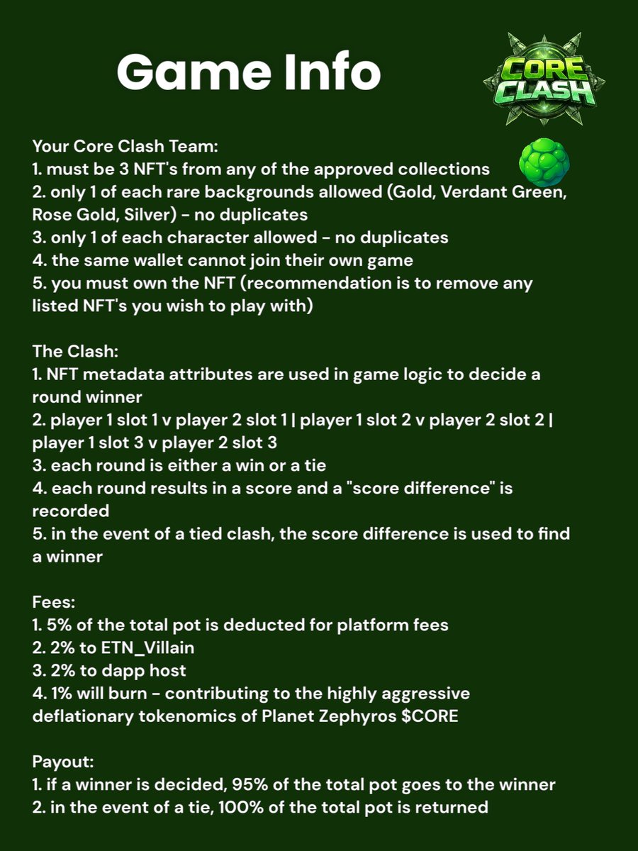 Everything you need to know about Core Clash on <a href="/electroneum/">electroneum 2.0</a>

#NFTGaming #Web3Gaming
#TradingCards

Have you got what it takes to defeat the Verdant Kin? 🟢

Build your team and play now: coreclashgame.vercel.app