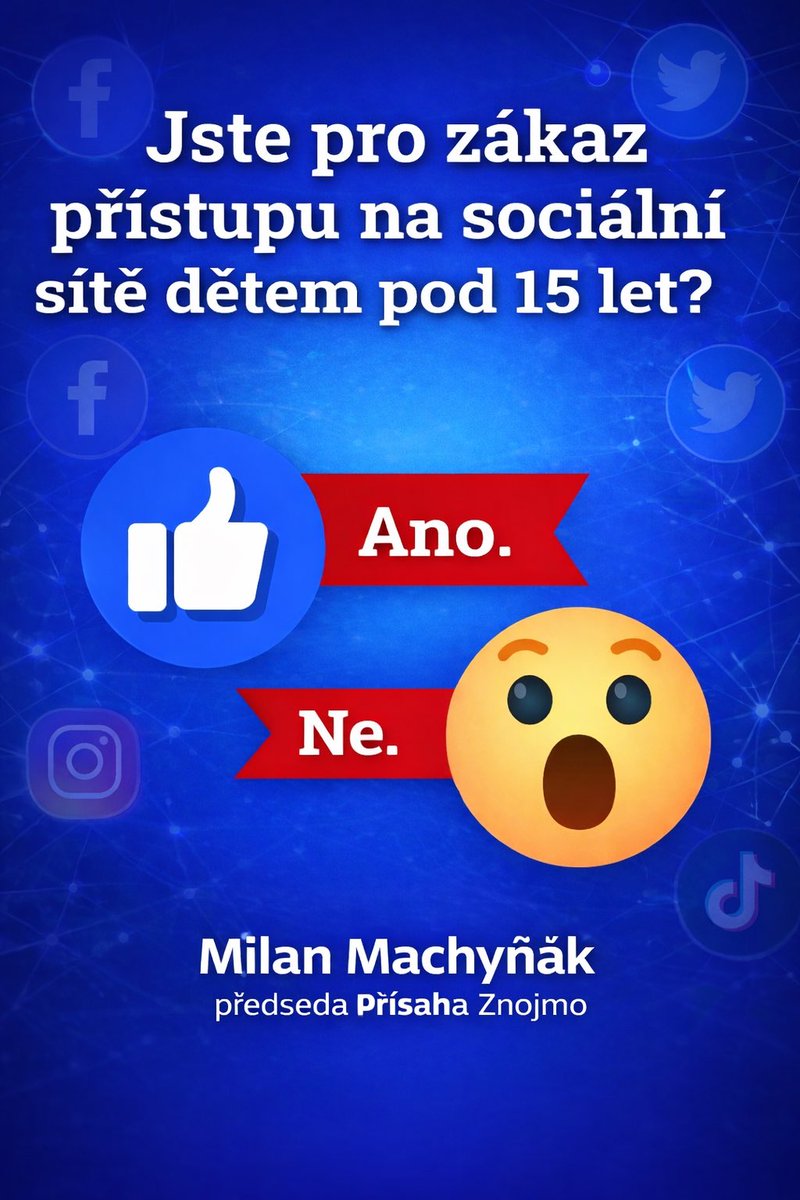 Machynak_M's tweet photo. Poslední dobou se stále častěji otevírá otázka, zda by děti do 15 let měly mít omezený přístup na sociální sítě.
Na jedné straně stojí obava o jejich bezpečí, psychické zdraví a vliv nevhodného obsahu. Na druhé straně zaznívá, že zákaz sám o sobě problém nevyřeší. https://t.co/5E5U5U1EJV