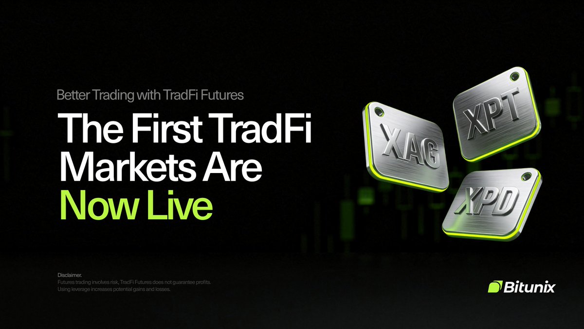 🚀 TradFi Futures Are Now Live on #Bitunix!

Trade traditional finance markets like Gold $XAU, Silver $XAG, Platinum $XPT, and Palladium $XPD, all in one place 🌟.

Trade the new #TradFi markets and diversify your futures strategy.

🔎 Explore now: support.bitunix.com/hc/en-us/artic…
