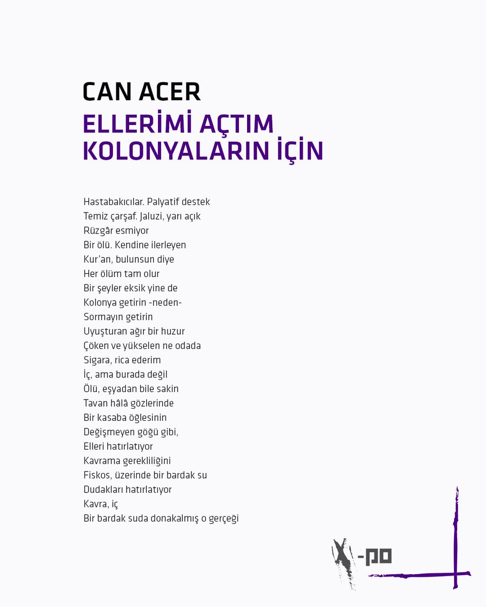 buzdokuzdergi's tweet photo. [Can Acer - Ellerimi Açtım Kolonyaların İçin] 
#Xpoetry #Xpoetries #BuzdokuzXPo https://t.co/XlSz3oGA7N