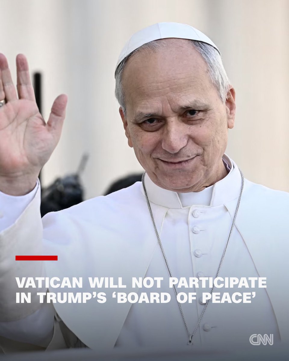 cnni's tweet photo. Pope Leo XIV will not be joining US President Donald Trump’s “Board of Peace,” the Vatican’s top diplomat said, adding that the United Nations should be left to handle crisis situations. https://t.co/dYkV0PjuHI https://t.co/kqKGoWtGf5