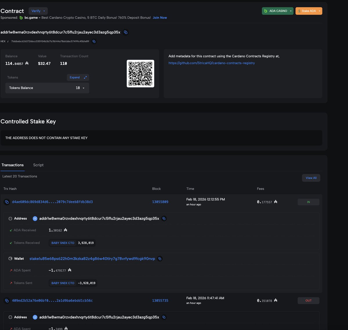 New update for the community 🐍

Since there are currently no vesting notifications, here is the new wallet for the free vesting of <a href="/snekdotfun/">Snek.fun</a>.

Make sure to track it using <a href="/frenbot_app/">FrenBot</a> to receive alerts on any new free vesting tokens.

Stay safe, stay informed , and most