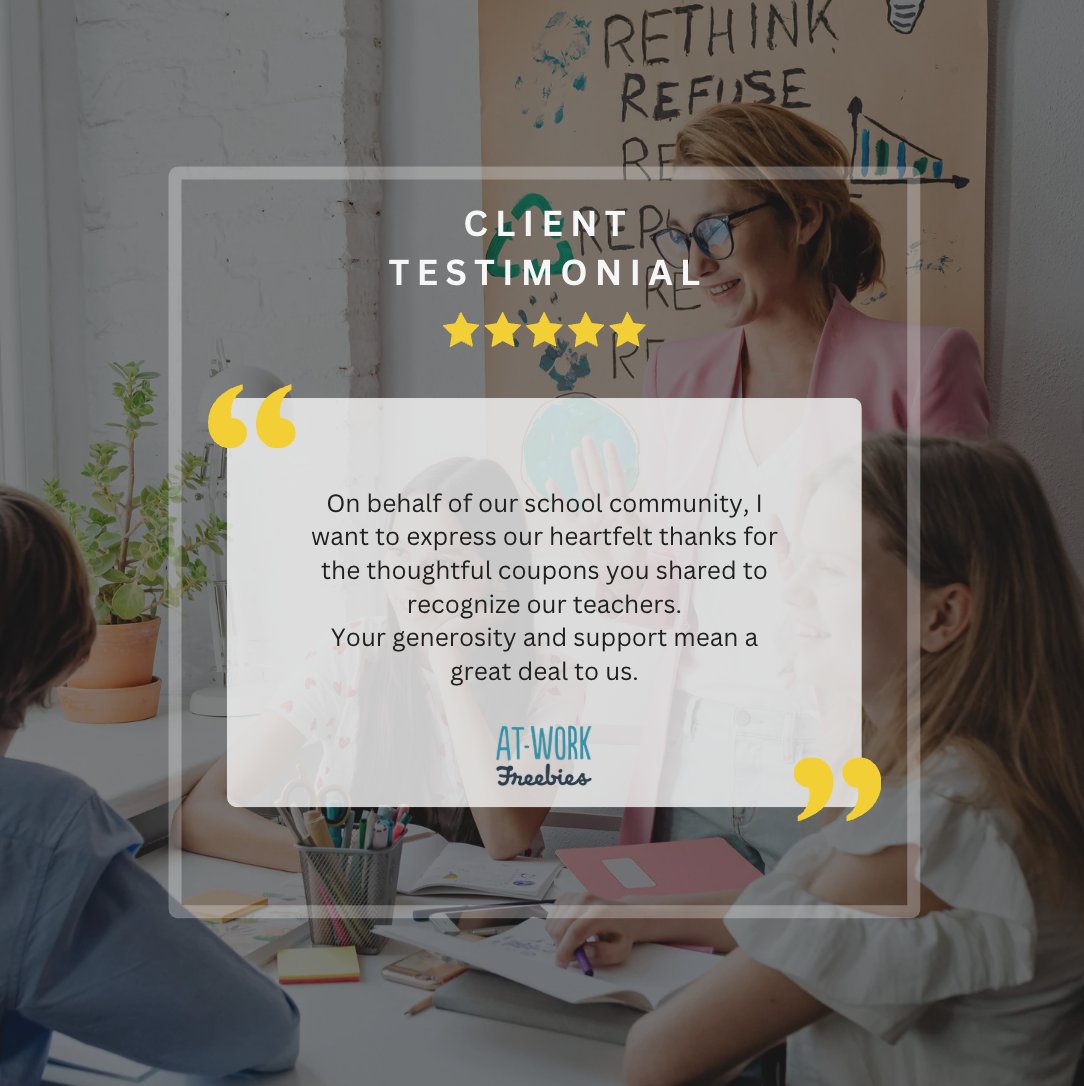 AtWorkFreebies's tweet photo. We love hearing feedback from our network!
When businesses tell us our exclusive offers brighten their workday or boost team morale — that’s exactly why we do what we do.
Big thanks to everyone who shares their experience with us.

#EmployeePerks #WorkplaceWins #BrandPartners https://t.co/3V8bYfgR5W