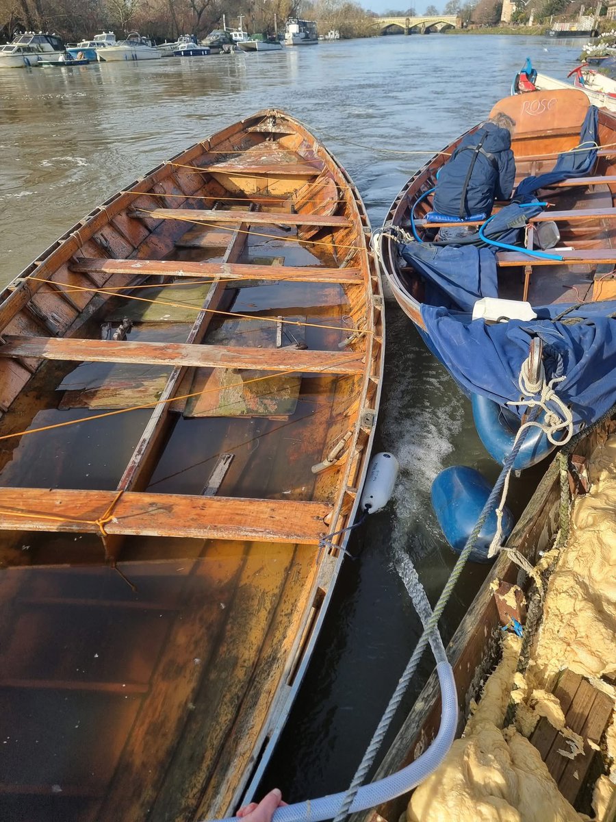 RBBoatClub's tweet photo. Our boats are looking more like buckets after this incessant rain.@Tidal_Thames95 @Thames21 @ThisisRiverside https://t.co/TNnYhTUbpQ