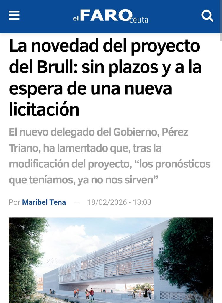En un momento en el que la mitad de los centros educativos de #Ceuta están "en cuarentena" por falta de mantenimiento y/o problemas estructurales, la construcción del #BRULL debería de ser urgente y prioritaria 🏫

❌️ ¡Esto no es lealtad institucional, es complicidad!