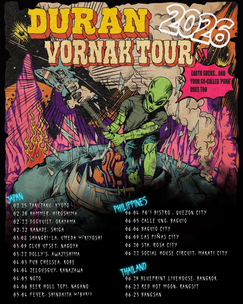 ⚠️ VORNAK TOUR TICKETS ⚠️

✞ 04.03 - 神戸PUB CHELSEA / Kobe
Tickets ➤ 2/21(土)12：00〜
tiget.net/events/467920

More Info ⛓️ duranofficial.com/tour/