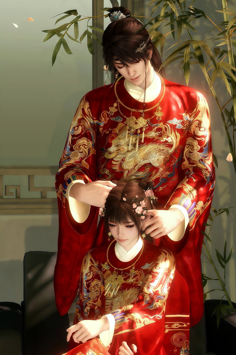 naochiaka's tweet image. On the homecoming night, gege is still the one who combs your hair.

May your destinies forever entangle until the end of Space and Time.

#夏以昼 #Caleb #LoveandDeepspace