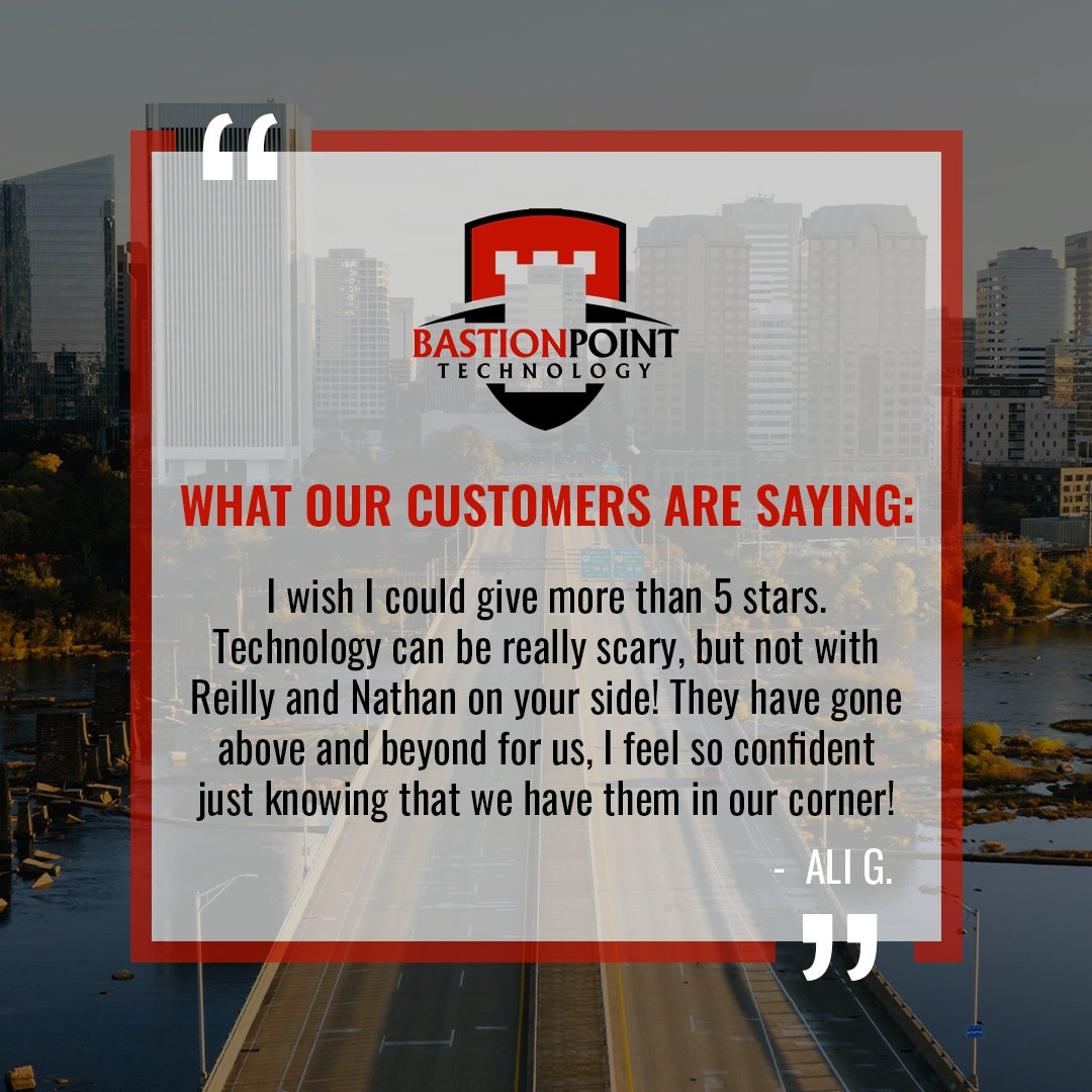 BastionpointRva's tweet image. Technology doesn’t feel overwhelming when you have the right team in your corner. 

If you’re feeling unsure about your cybersecurity or IT support strategy, let’s change that.

Let's talk: bstnpt.co/aWmArNq

#RVA #RichmondIT