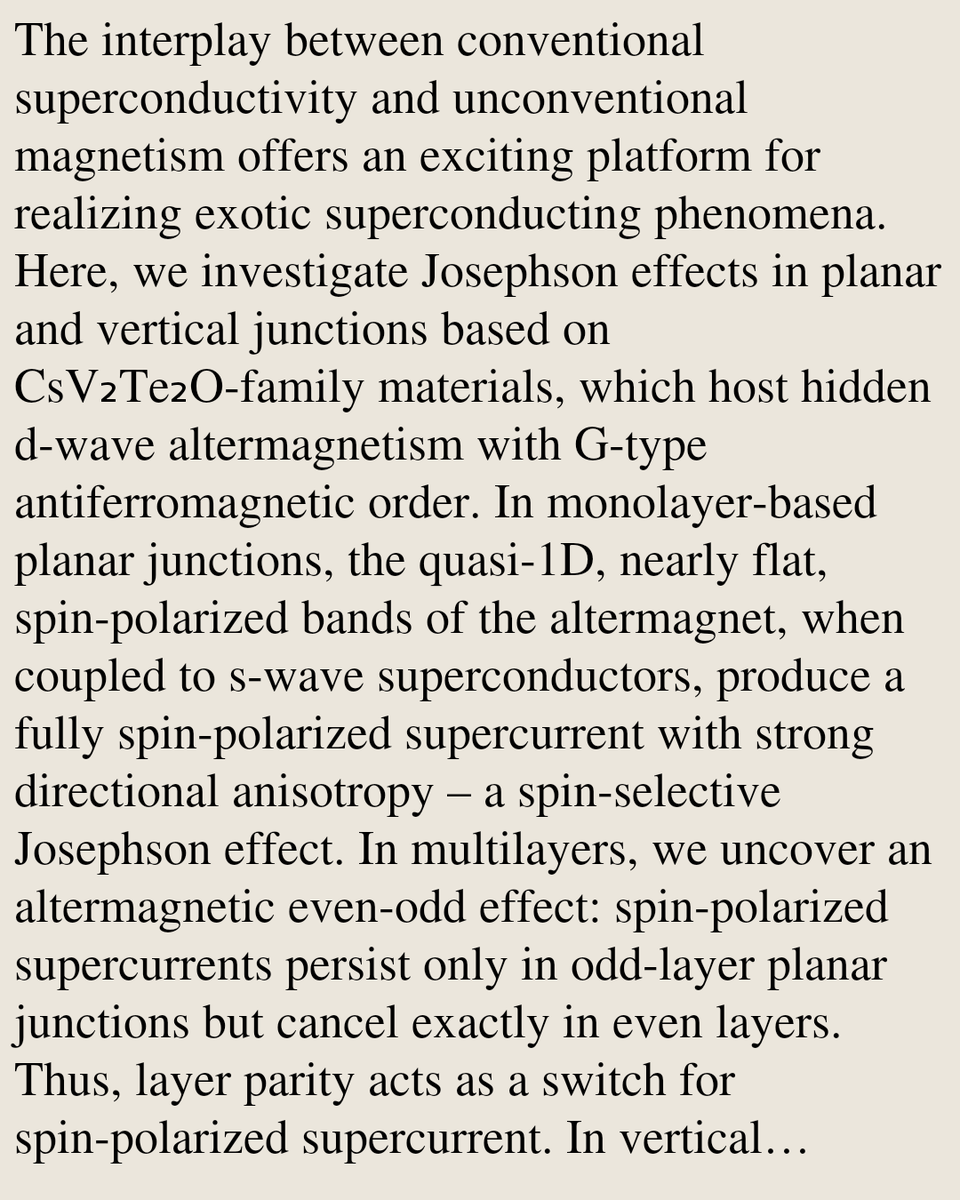 Altermagnetic Even-Odd Effects in CsV₂Te₂O Josephson Junctions

Chuang Li, Jin-Xing Hou, Shuai-Ling Zhu, Hao Zheng, Yu Song, Yang Liu, Song-Bo Zhang, Lun-Hui Hu
arxiv.org/abs/2602.14485 [𝚌𝚘𝚗𝚍-𝚖𝚊𝚝.𝚜𝚞𝚙𝚛-𝚌𝚘𝚗]