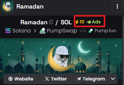 Ramadan_Solana's tweet photo. Boosts and Ads now running on Dexscreener 🌙🙏 https://t.co/y5WFmpVITt