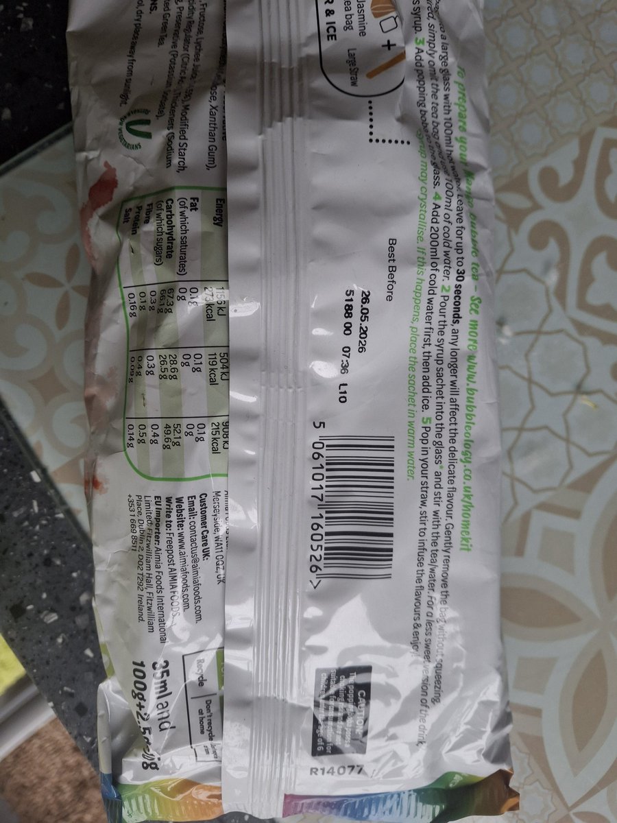 Cellwatcher69's tweet photo. @aimiafoodsltd just opened a pack of  Mango Bubbleology bubble tea and the tea ag, straw and bobba have mould on them. How do you advise I proceed? Thanks https://t.co/bNkzuvkFJc