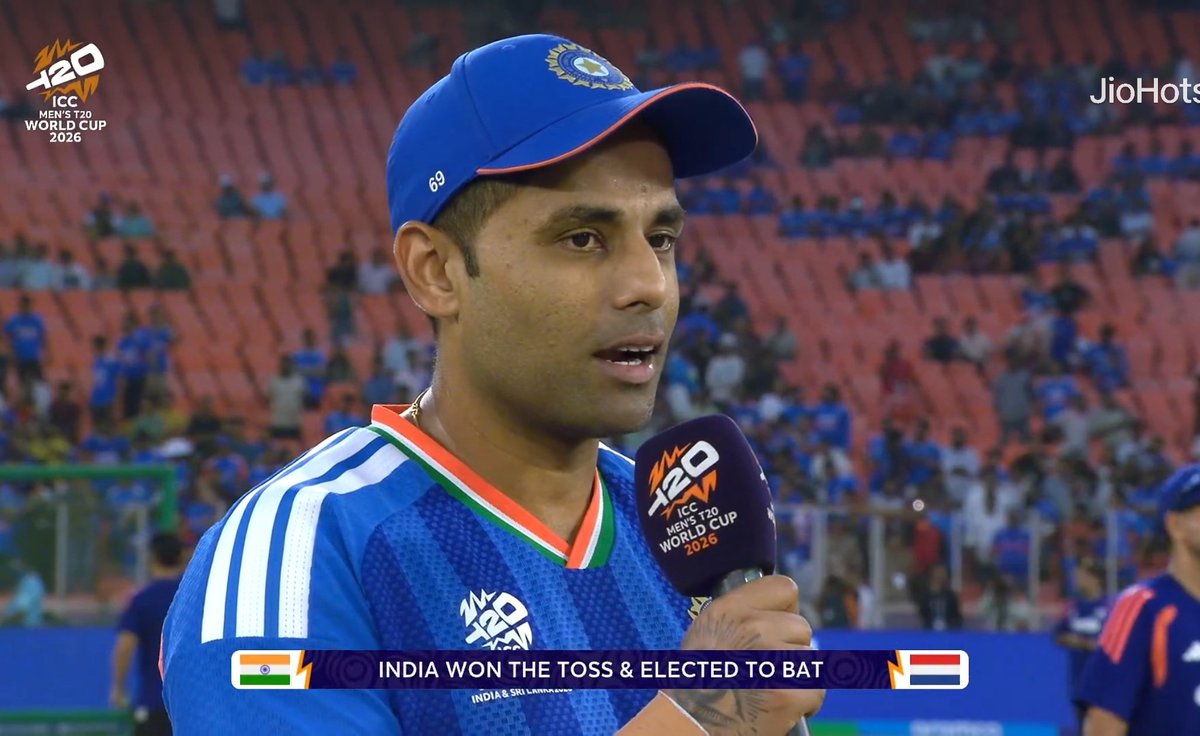 Toss Update from Ahmedabad! 
Captain Suryakumar Yadav has won the toss and India will bat first against Netherlands. Looking for a dominant finish to the group stage! 
#INDvNED #T20WorldCup2026