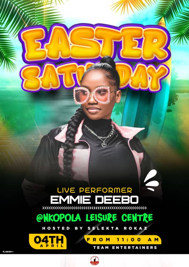Team Entertainers Presents an unforgettable Easter Saturday extravaganza at Nkopola Leisure Centre on 4th April 2026, kicking off at 11:00 AM and going till late, so mark your calendars for a fun-filled day perfect for the Easter holidays!🎉
K20,000 Advance Ticket
K25,000 At Door
