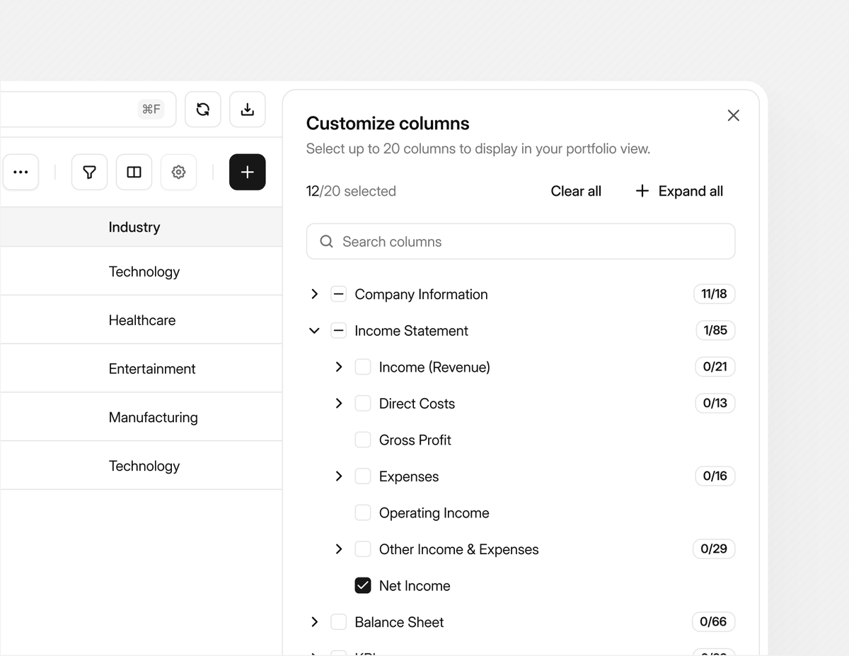CJfromJBW's tweet photo. Customize table columns sheet [default and empty states] https://t.co/AndwW48Qxt