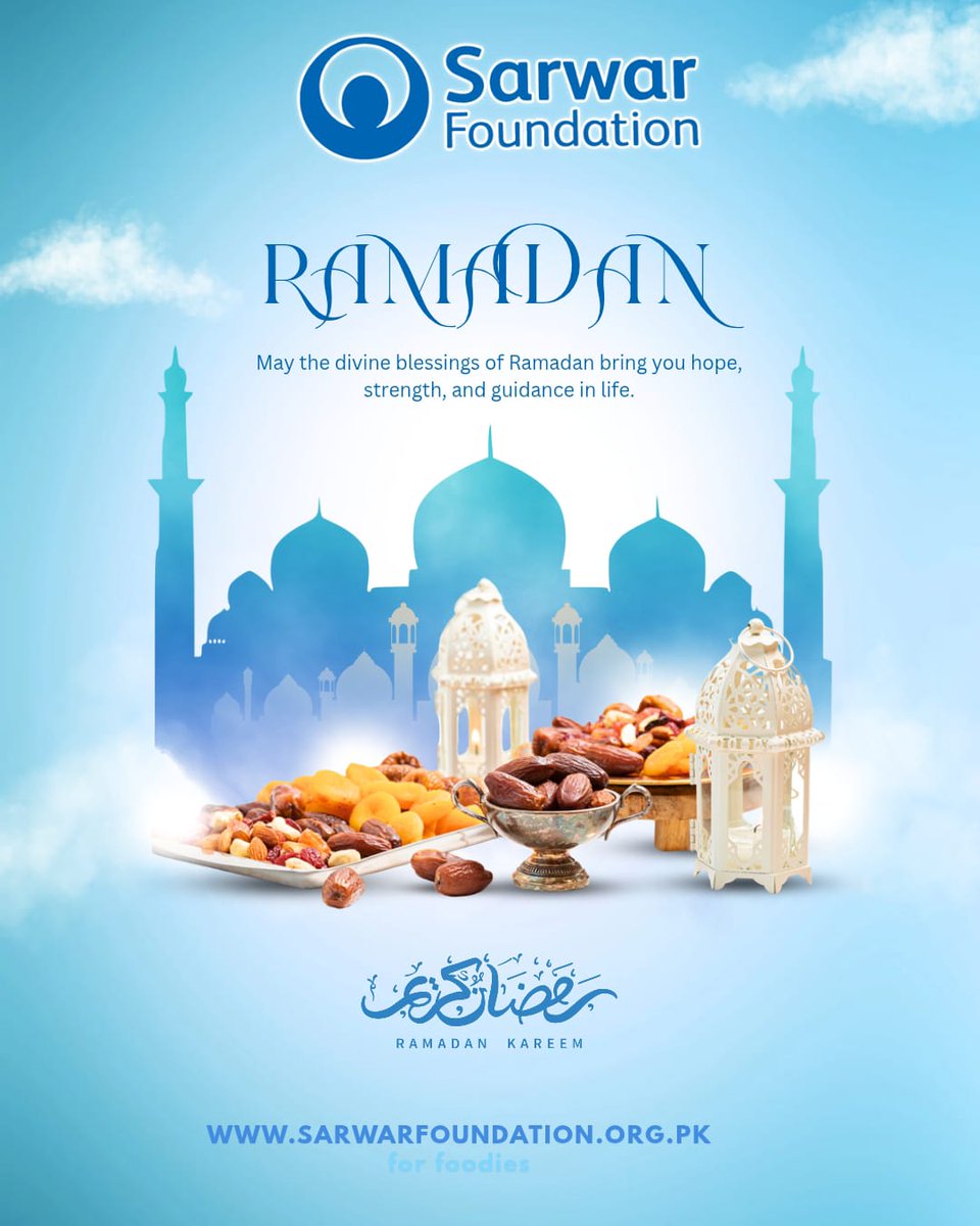 From everyone at the Sarwar Foundation, Ramadan Mubarak 🌙🌟 

May this blessed month strengthen our faith and inspire compassion and generosity towards those in need.
#RamadanMubarak #sarwarfoundationuk #charity