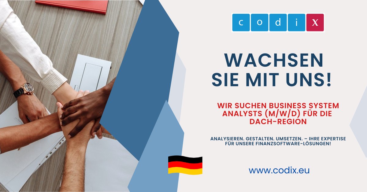 🇩🇪 Werden Sie Teil unseres Teams in #Deutschland!
#CODIX sucht erfahrene #Business/System #Analysts für Vollzeitstellen im #Hybridmodell. Fließende Deutschkenntnisse sind erforderlich.
📍 Einsatzort: Deutschland
📧 hr@codix.eu
🌐 codix.eu/en/careers/de?…
#Jobs #software #Finance