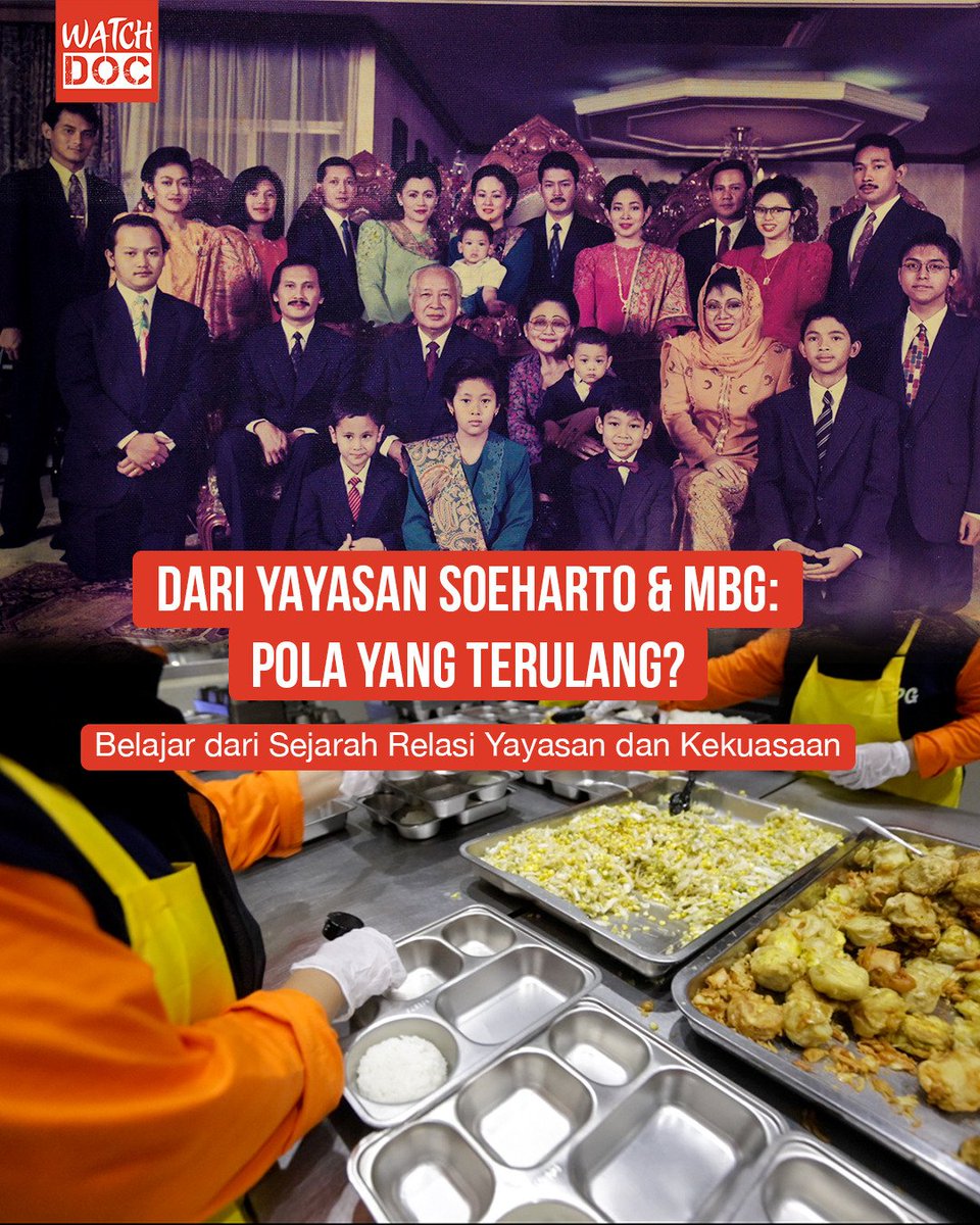 watchdoc_ID's tweet image. Program Makan Bergizi Gratis digagas sebagai kebijakan sosial berskala besar. Namun pemantauan Indonesia Corruption Watch (ICW) menemukan 102 yayasan mitra SPPG yang diduga memiliki keterkaitan dengan partai politik, pebisnis, birokrasi, aparat, hingga relawan politik.