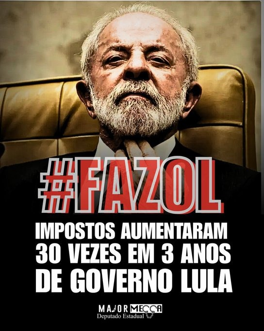 FabioIng's tweet photo. @marinahelenabr #DOTHEL
TAXES INCREASED 30 TIMES IN 3 YEARS OF LULA'S GOVERNMENT https://t.co/vhcmQgzCTW